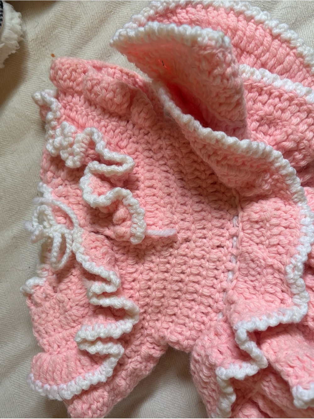 Pink Crochet Ruffle Doll Dress and Poncho
